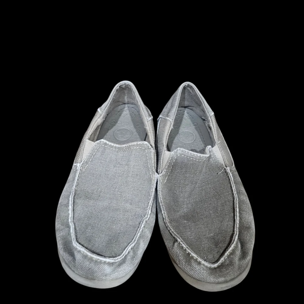 Crocs‎ Santa Cruz Canvas Slip On Shoes Gray Comfort Loafers J6 Youth Mens 6